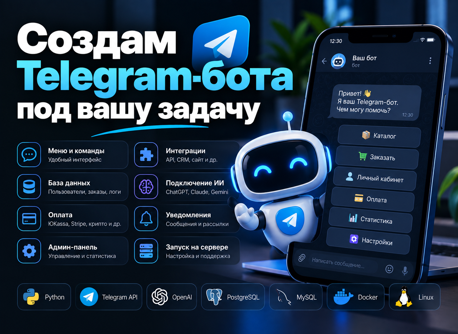 Создам Telegram-бота под вашу задачу